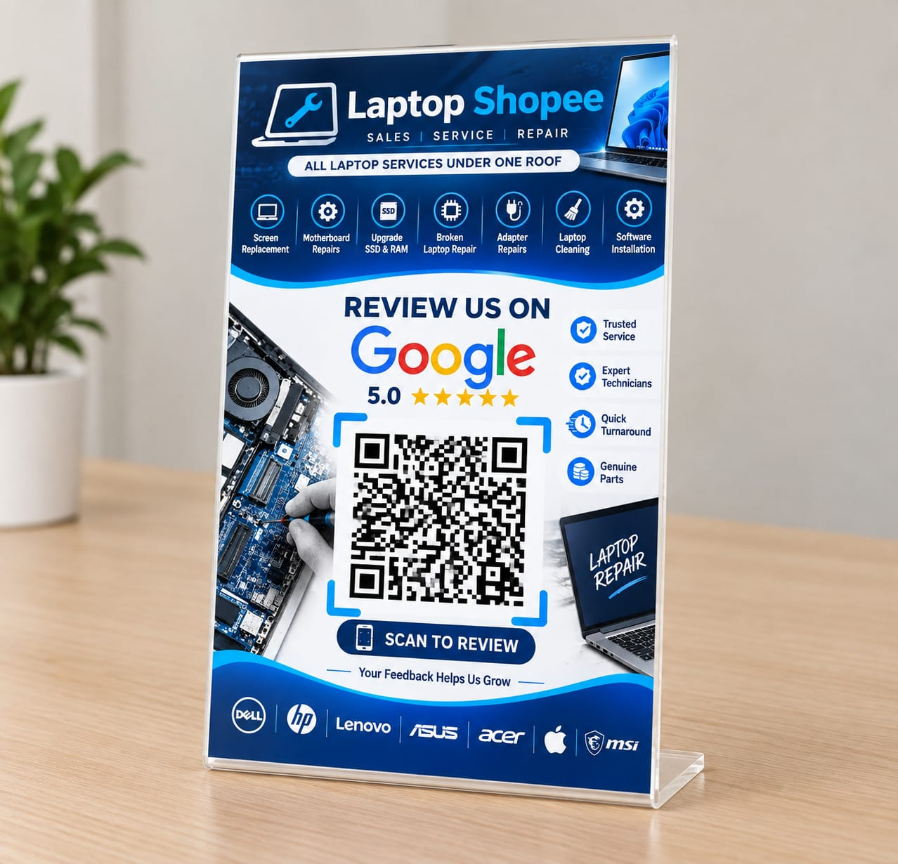 Standing Magic QR example for Laptop Shopee